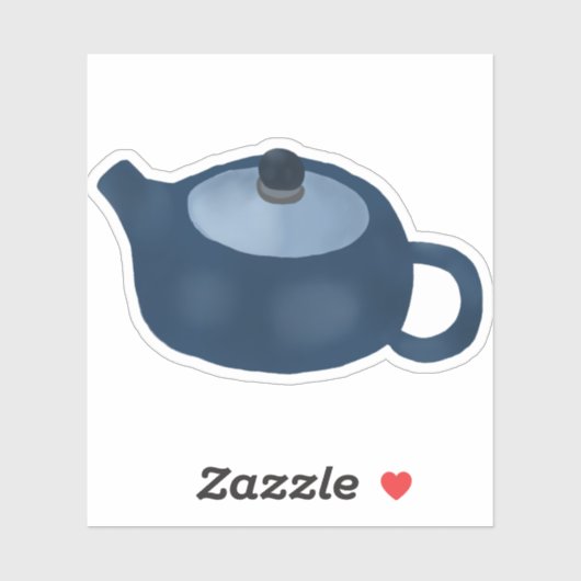 Sticker Teapot bleu rustique (Feuille)