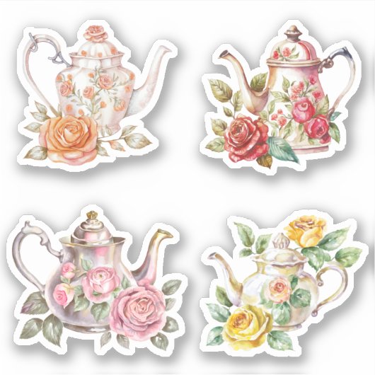 Sticker Teapots roses (Devant)