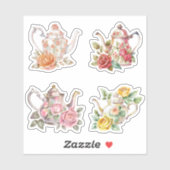 Sticker Teapots roses (Feuille)
