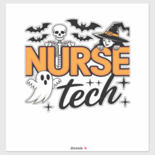 Sticker Tech infirmière - Halloween - avec squelette, sorc