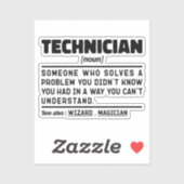 Sticker Technicien Noun Définition Laboratoire Cool (Feuille)