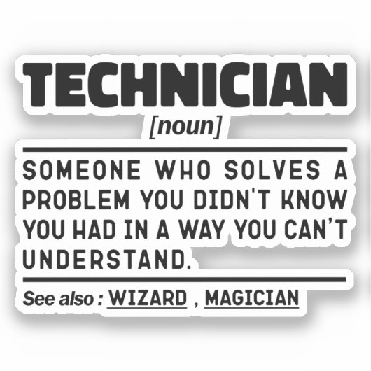 Sticker Technicien Noun Définition Laboratoire Cool (Recto)