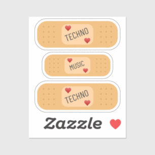 Sticker Techno music Patch / bandaid, Techno cures blessur