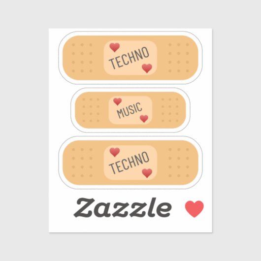 Sticker Techno music Patch / bandaid, Techno cures blessur (Feuille)