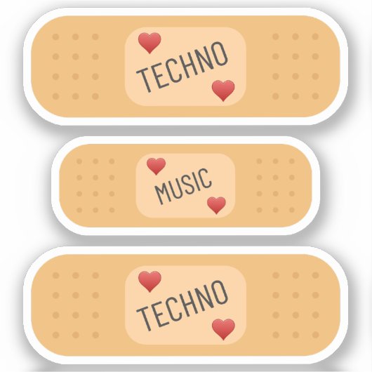 Sticker Techno music Patch / bandaid, Techno cures blessur (Recto)