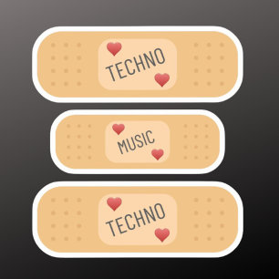 Sticker Techno music Patch / bandaid, Techno cures blessur
