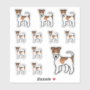 Sticker Teckels à poil dur blanc et fauve Chiens de dessin