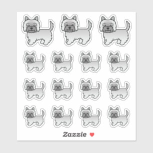 Sticker Teckels Cairn Gris Chiens de Dessin Animé Mignons