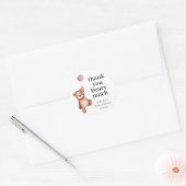 Sticker Teddy Bear Girl Baby shower Classic Round (Enveloppe)