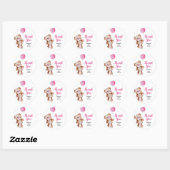 Sticker Teddy Bear Girl Baby shower Classic Round (Feuille)