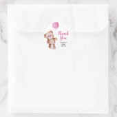 Sticker Teddy Bear Girl Baby shower Classic Round (Sac)
