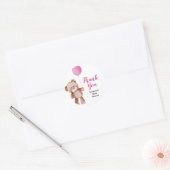 Sticker Teddy Bear Girl Baby shower Classic Round (Enveloppe)