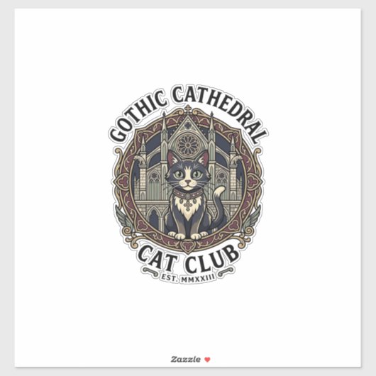 Sticker Tee shirt graphique de chat de cathédrale gothique (Feuille)