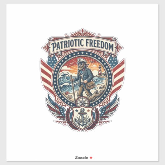 Sticker Tee-shirt graphique vectoriel Patriotic Beachcombe (Feuille)