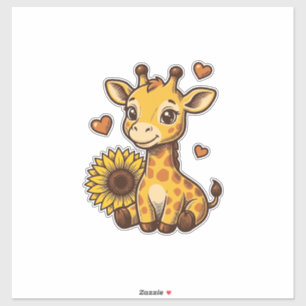 Sticker Tee-shirt vintage gravure de tournesol de bébé gir