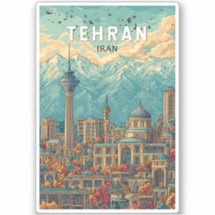 Sticker Téhéran Iran Illustration Voyage Art Vintage