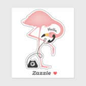 Sticker Téléphone Flamant rose Bonjour (Feuille)