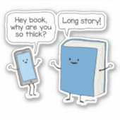 Sticker Téléphone mignon et drôle et livre épais longue hi (Devant)