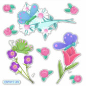 Sticker Tellement jolies fleurs et papillons (Devant)