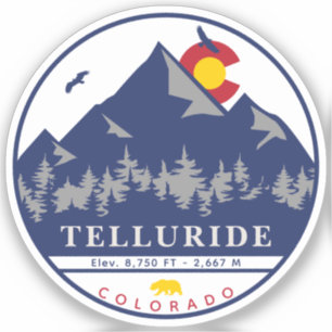 Sticker Telluride Colorado Retro Sunset Ski Souvenirs