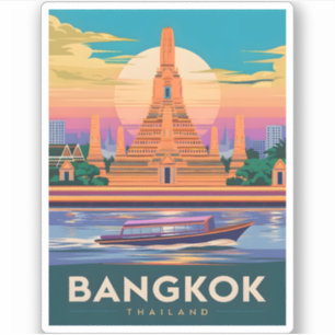 Sticker Temple du coucher de soleil de Bangkok Thaïlande V