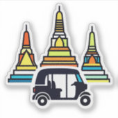 Sticker Temples thaïlandais et tuk tuks (Devant)