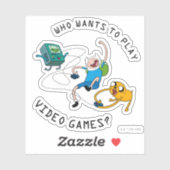 Sticker Temps d'aventure | Finn & Jake Jouer avec BMO (Feuille)