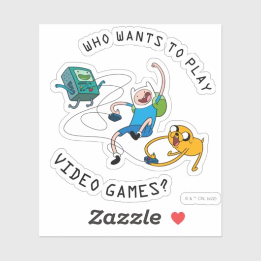 Sticker Temps d'aventure | Finn & Jake Jouer avec BMO (Feuille)