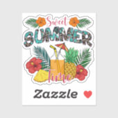 Sticker Temps d'été doux | Fruits tropicaux et fleurs (Feuille)