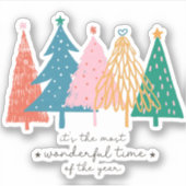 Sticker Temps le plus Merveilleux Arbre de Noël Vacances V (Devant)