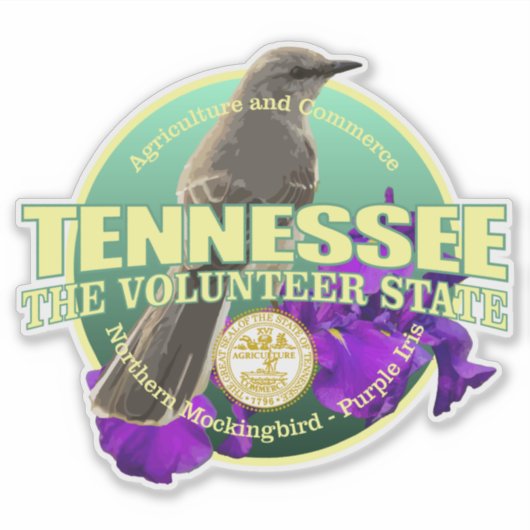 Sticker Tennessee State Bird & Flower (Devant)