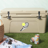 Sticker Tennis Ball Racket Script Monogramme Contour (Glacière)