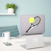 Sticker Tennis Ball Racket Script Monogramme Contour (Ordinateur portable sur le bureau)