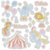 Sticker Tente Cirque mignonne, animaux et ballons (Devant)