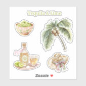 Sticker Tequila & Lime Guacamole Tropical Palm Tree Hat (Feuille)