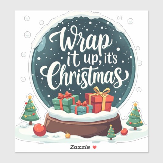 Sticker Terminer C’est Noël Snow Globe Design (Feuille)