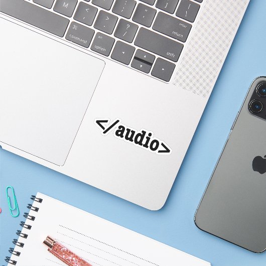 Sticker Terminer le code HTML5 audio (Ordinateur portable avec iPhone)