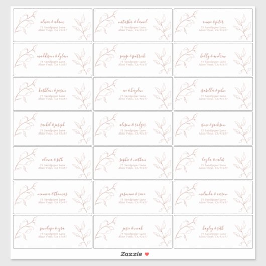 Sticker Terracotta Burnt Orange Botanique Adresse d'invité (Feuille)