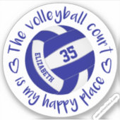 Sticker terrain de volley-ball bleu blanc mon endroit heur (Devant)