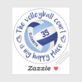 Sticker terrain de volley-ball bleu clair endroit heureux (Feuille)