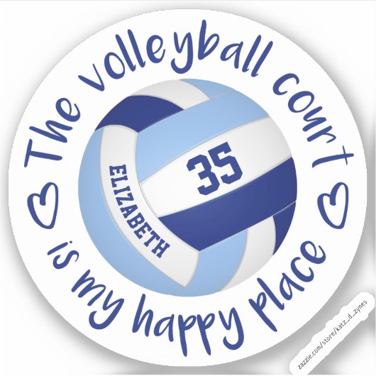 Sticker terrain de volley-ball bleu clair endroit heureux (Devant)