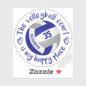 Sticker terrain de volley-ball gris bleu mon endroit heure (Feuille)
