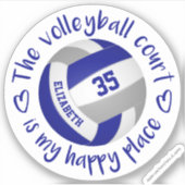 Sticker terrain de volley-ball gris bleu mon endroit heure (Devant)