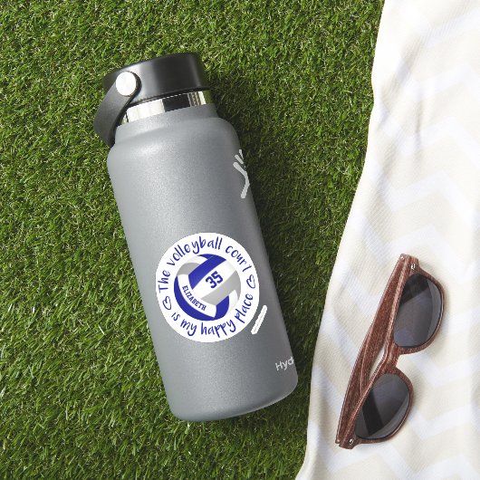 Sticker terrain de volley-ball gris bleu mon endroit heure (HydroFlask Insitu)