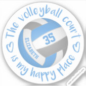 Sticker terrain de volley-ball gris clair mon endroit heur (Devant)