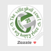 Sticker terrain de volley-ball gris vert mon endroit heure (Feuille)