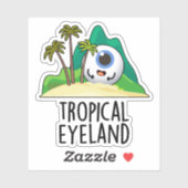Sticker Terre des yeux tropicaux Pun de l'île Funny (Feuille)
