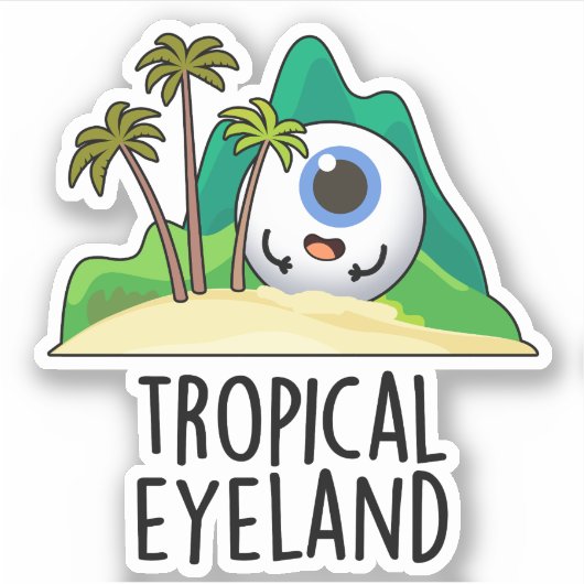 Sticker Terre des yeux tropicaux Pun de l'île Funny (Devant)