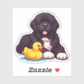Sticker Terre-Neuve avec un canard en caoutchouc (Feuille)