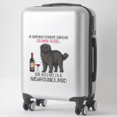 Sticker Terre-Neuve et le vin Drôle chien (Sur valise)